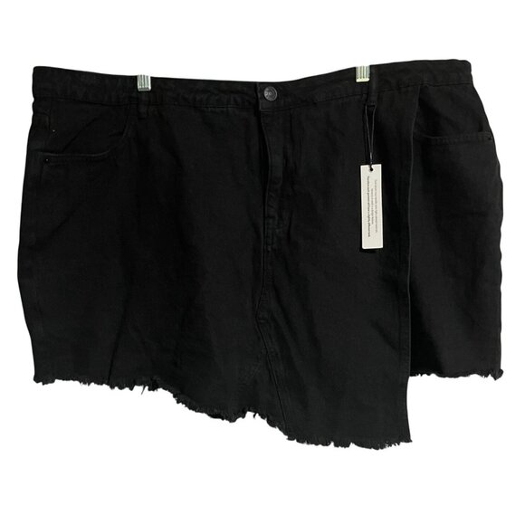 Black High-Rise Frayed Hem Denim Skort By Highway Jeans Size 24 Plus Size - Picture 1 of 7